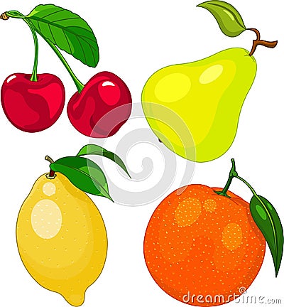 Cartoon fruit set Vector Illustration