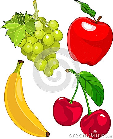 Cartoon fruit set Vector Illustration