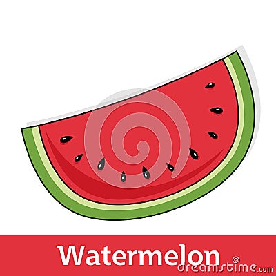 Cartoon Fruit - Sweet Watermelon Slice Vector Illustration