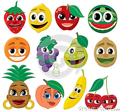 Cartoon Fruits Vector Illustration
