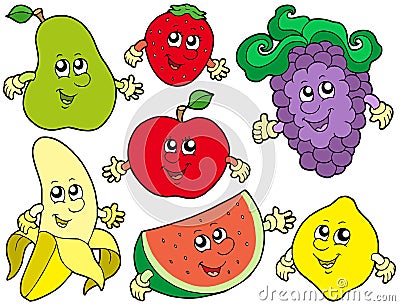 Cartoon fruits collection 2 Vector Illustration