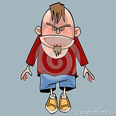 Cartoon funny angry character man with a beard Vector Illustration