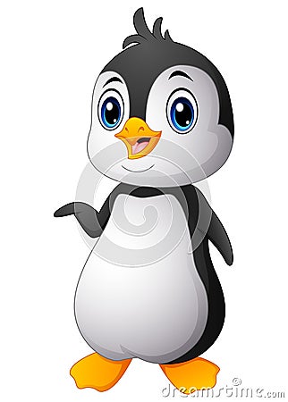 Cartoon funny baby penguin Vector Illustration