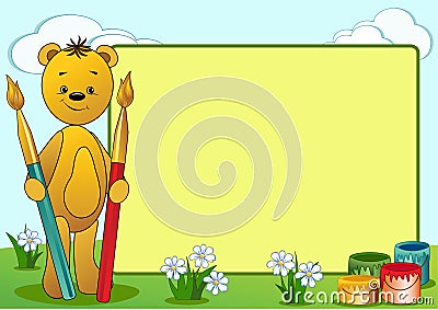 Cartoon funny bear. Vector Illustration