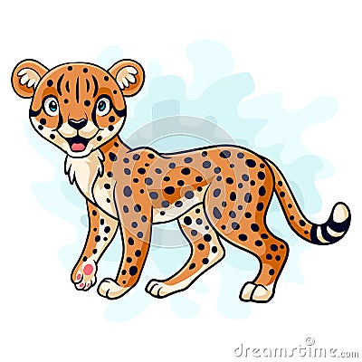 Cartoon funny cheetah isolated on white background Vector Illustration