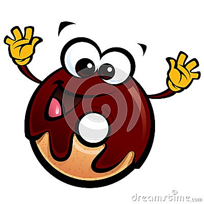 Cartoon funny chocolate icing donut character making a gesture Vector Illustration