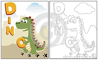 Cartoon of funny dinosaur carrying a letter Vector Illustration