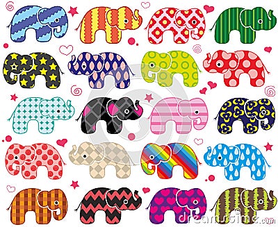 Cartoon funny elephants Vector Illustration