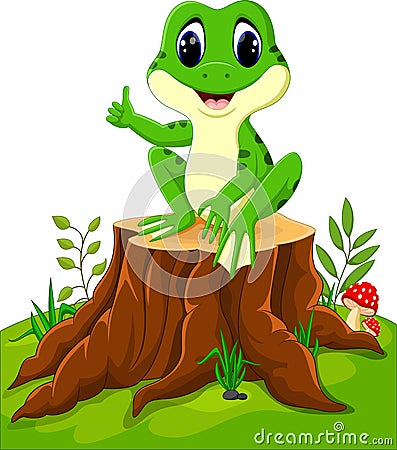 Cartoon funny frog Vector Illustration