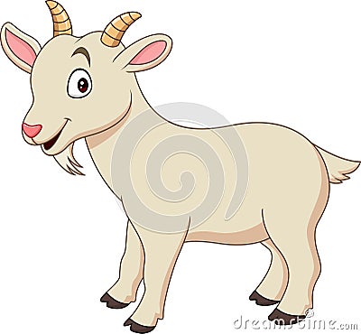 Cartoon funny goat isolated on white background Vector Illustration