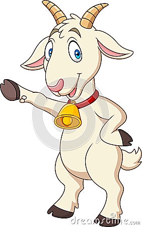 Cartoon funny goat presenting Vector Illustration