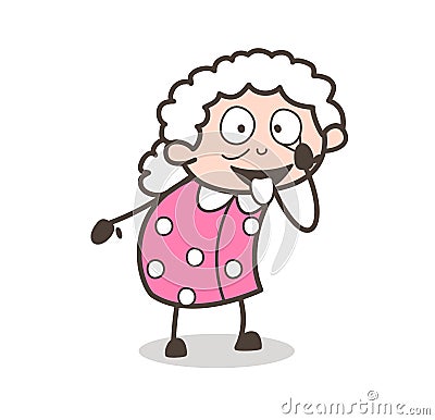 Cartoon Funny Grandmother Teasing Vector Illustration Stock Photo