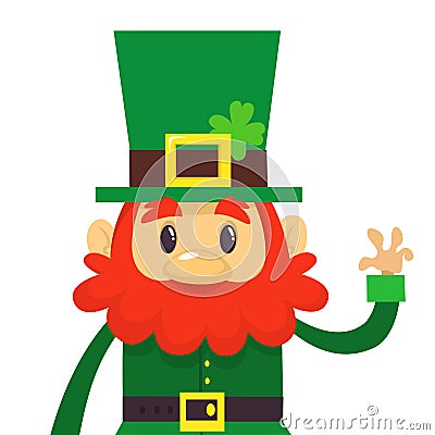 Cartoon funny Leprechaun. Vector illustration. St. Patrick`s Day Vector Illustration