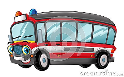 Cartoon funny looking cartoon bus isolated Cartoon Illustration