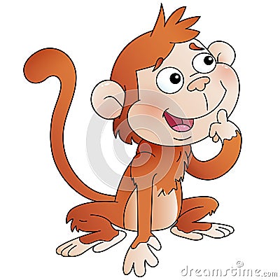 Cartoon funny monkey. Animals. Colorful vector illustration for kids Vector Illustration
