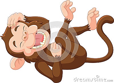 Cartoon funny monkey laughing Vector Illustration