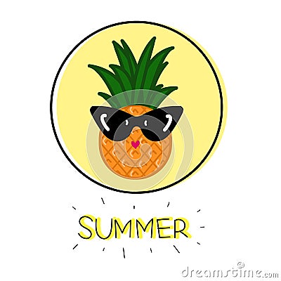 Cartoon funny pineapple Vector Illustration