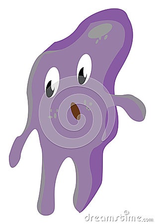 Cartoon funny purple monster with mouth wide opened is in dismay vector or color illustration Vector Illustration
