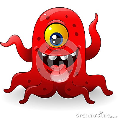 Cartoon funny red monster Vector Illustration