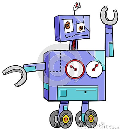 Cartoon funny robot comic fantasy character Vector Illustration