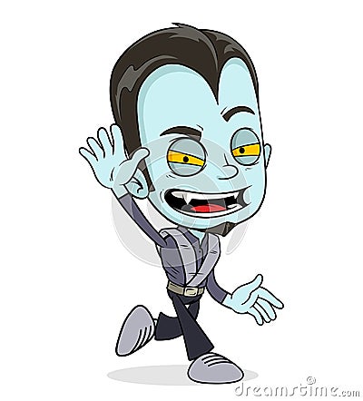 Cartoon funny scary vampire boy character Vector Illustration