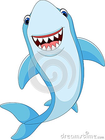 Cartoon funny shark isolated on white background Vector Illustration