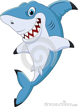 Cartoon funny shark posing Vector Illustration