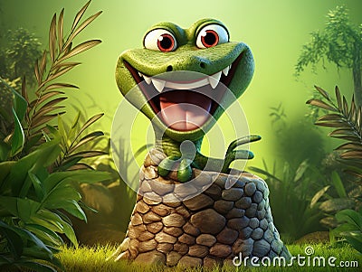 Cartoon funny snake Made With Generative AI illustration Cartoon Illustration