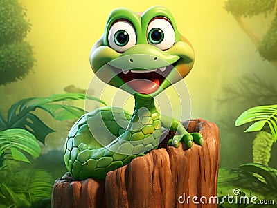 Cartoon funny snake Made With Generative AI illustration Cartoon Illustration