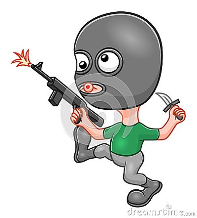 Cartoon funny terrorist Vector Illustration