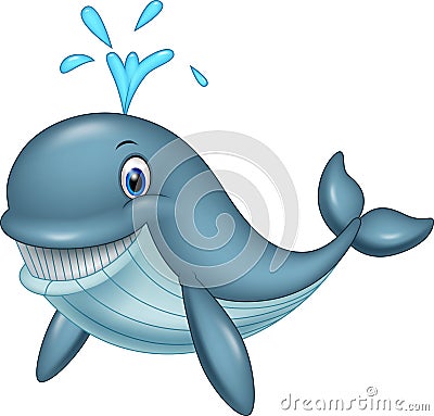 Cartoon funny whale Vector Illustration