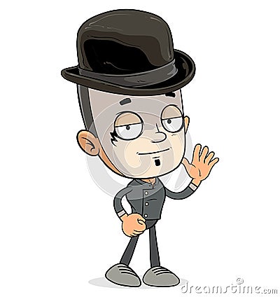 Cartoon funny white french mime boy character Vector Illustration