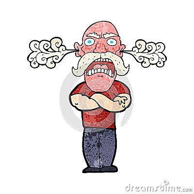 cartoon furious man with red face Stock Photo