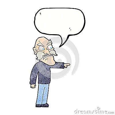 cartoon furious old man with speech bubble Stock Photo