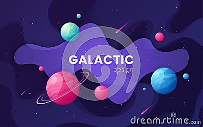 Cartoon galaxy futuristic outer space background, design, artwor Vector Illustration