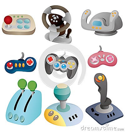 Cartoon game joystick icon set Vector Illustration