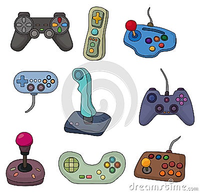 Cartoon game joystick icon set Vector Illustration