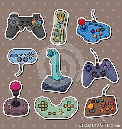 Cartoon game joystick stickers Vector Illustration