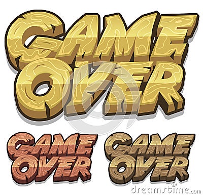 Cartoon Game Over Icon For Ui Game Vector Illustration