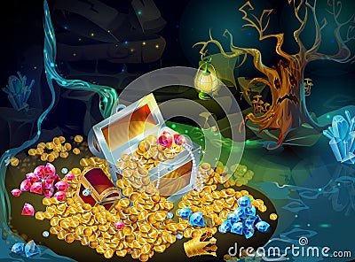 Cartoon Game Treasure And Trophies Background Vector Illustration