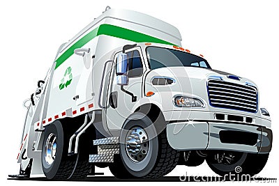 Cartoon Garbage Truck Vector Illustration