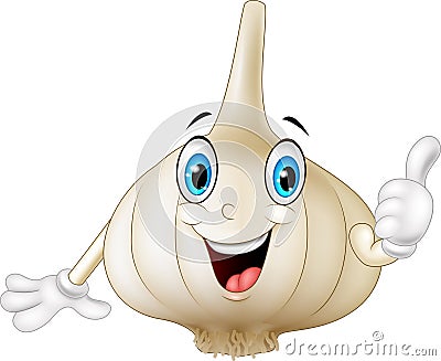 Cartoon garlic giving thumbs up Vector Illustration