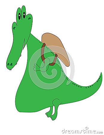 Cartoon Gator with Backpack Stock Photo