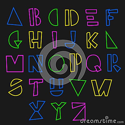 Cartoon geometric alphabet Cartoon Illustration