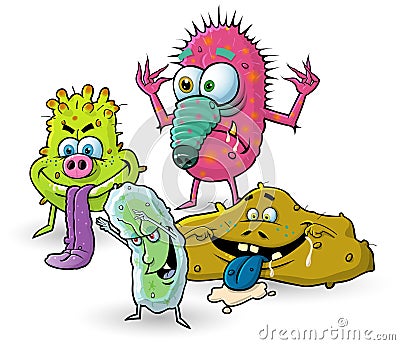 Cartoon germs, viruses, bacteria Stock Photo