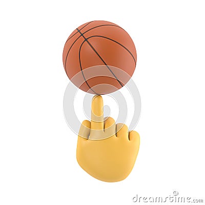 Cartoon Gesture Icon Mockup.3d businessman's hand is spinning a basketball ball on his finger,Supports PNG files Stock Photo