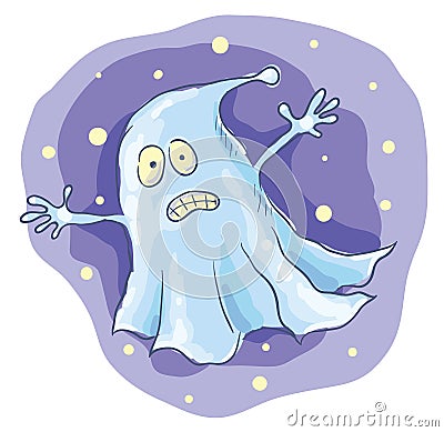 Cartoon ghost at night Vector Illustration