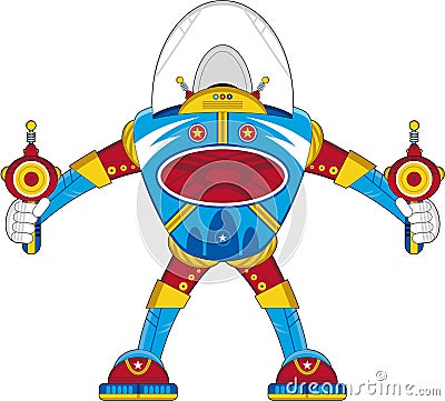 Cartoon Giant Robot Spacesuit Vector Illustration