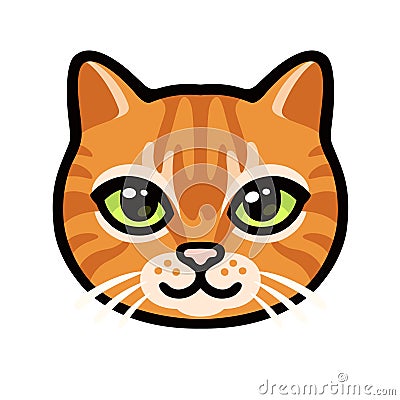 Cartoon ginger tabby cat face Vector Illustration