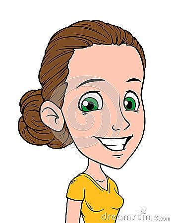 Cartoon girl character portrait vector avatar Vector Illustration